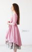 Многослойное платье из льна "Пыльно-розовое"