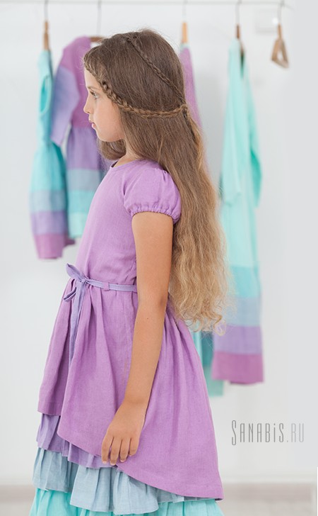 Детское многослойное платье "Лилово-мятное"
