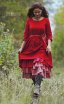 Многослойное платье из льна "Королевский красный"