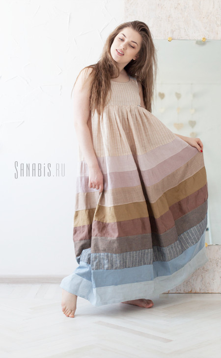 Эко платье-сарафан из натурального льна